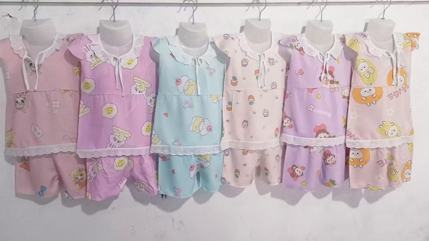 Children's clothing sets hanging together from a supplier product line